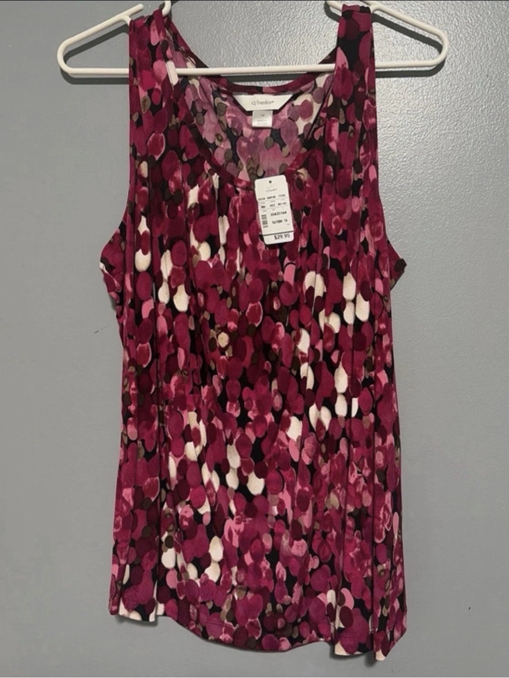 NWT CJ Banks Fuchsia Multi-Dot Sleeveless Tank